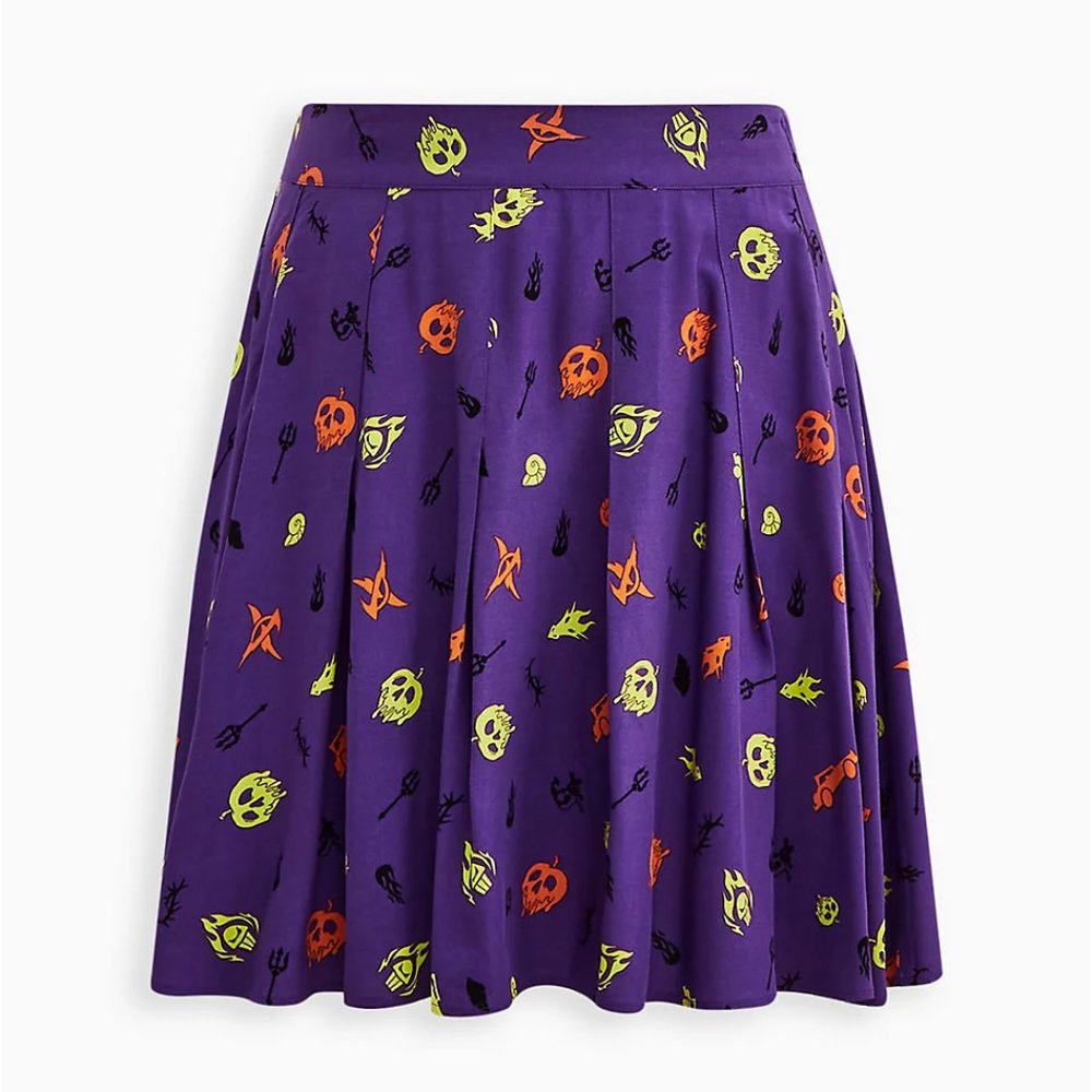 ❤️NWT TORRID DISNEY VILLAINS - HALLOWEEN SKULLS MAGIC MONSTER SKIRT 1X - Picture 3 of 11
